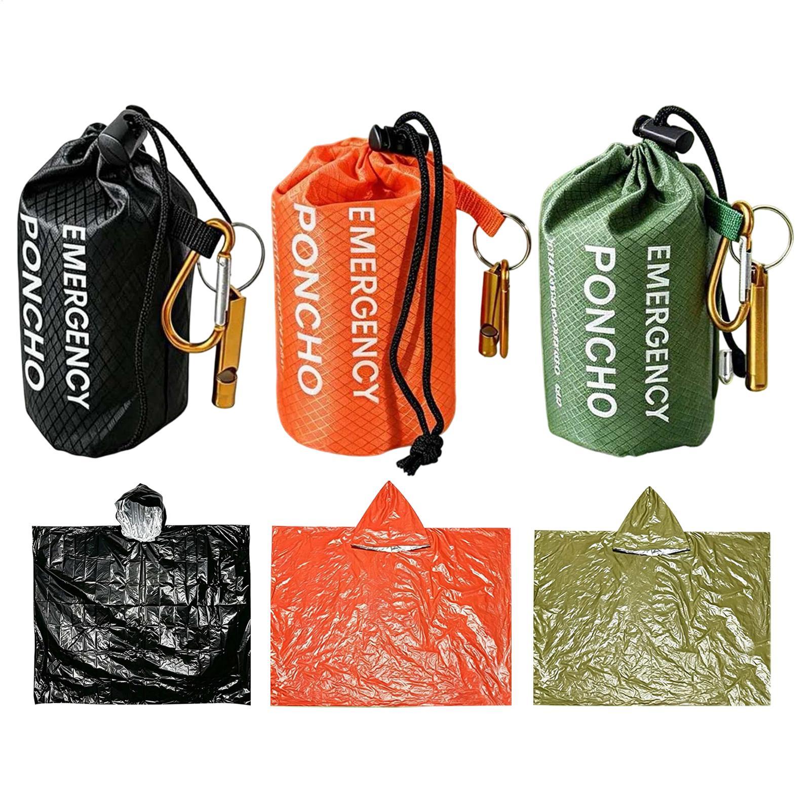 Emergency Poncho Rain - 3 pezzi: poncho impermeabile termico per